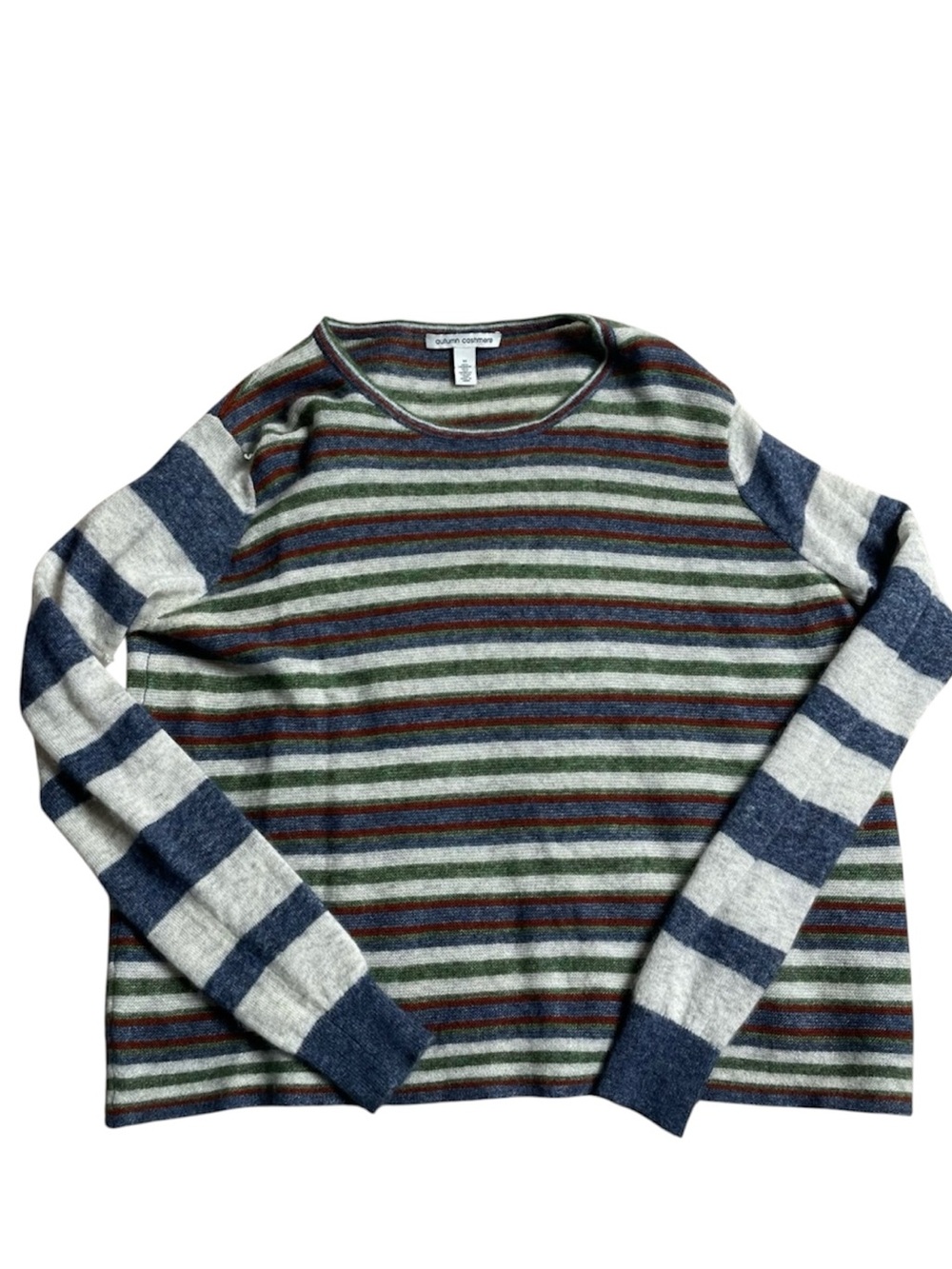 Autumn Cashmere 60% Cashmere 40% Silk Striped Sweater – Size M, Italian Yarn